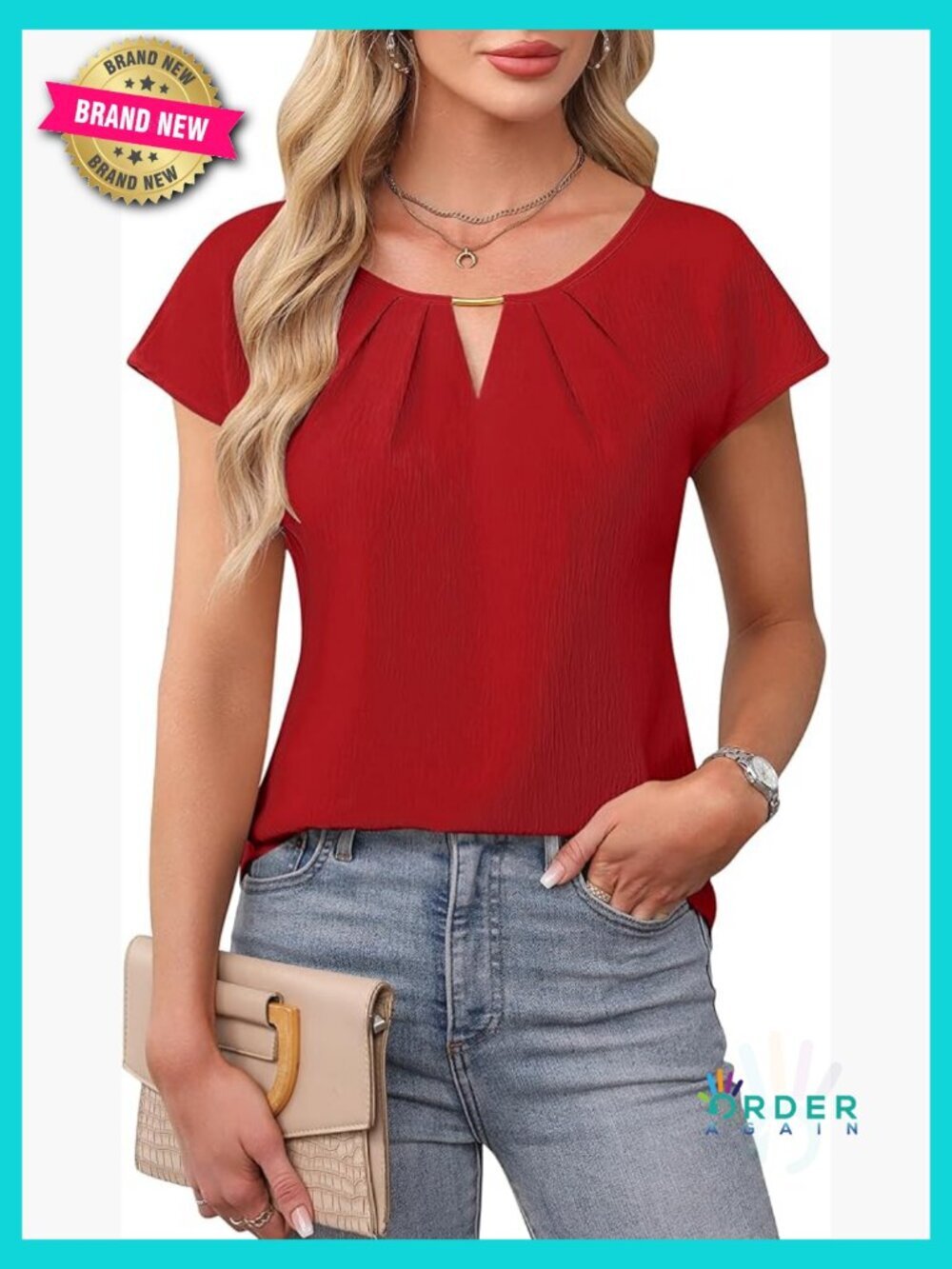Pleated Cap Sleeve Blouse Business Casual Work Top Lightweight Recycled Fabric